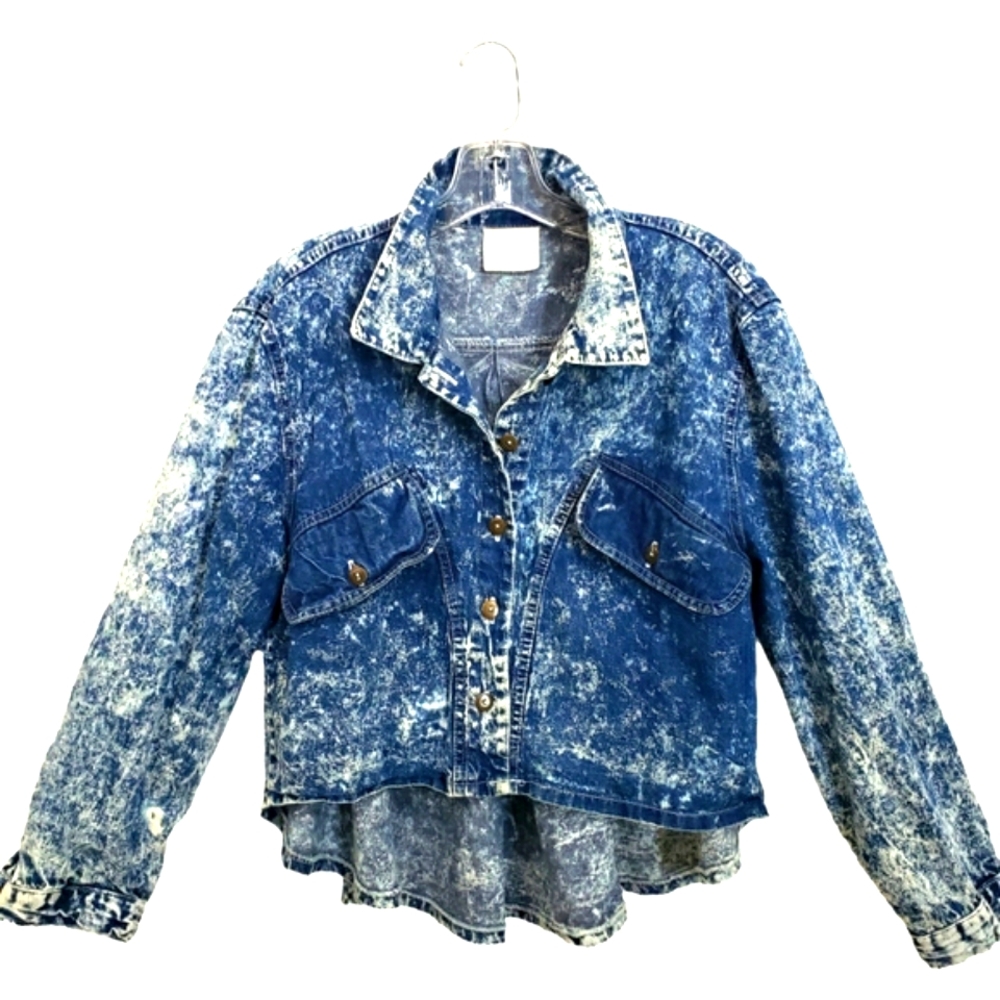 Vintage 90's Cherokee Acid Wash Crop Front Longsleeve Curved Back Jean J…